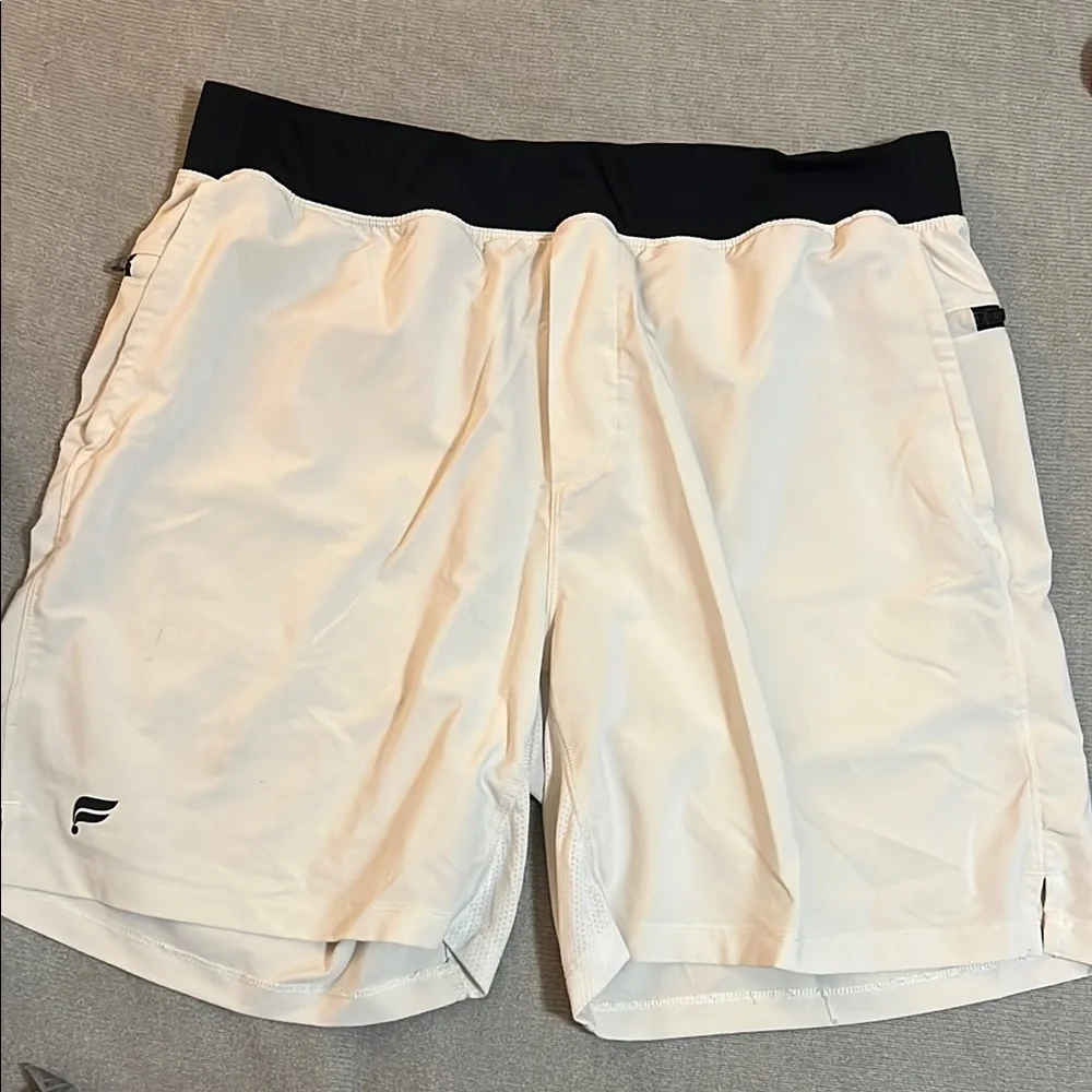 Fabletics Men's White and Black Athletic Shorts - Picture 1 of 3
